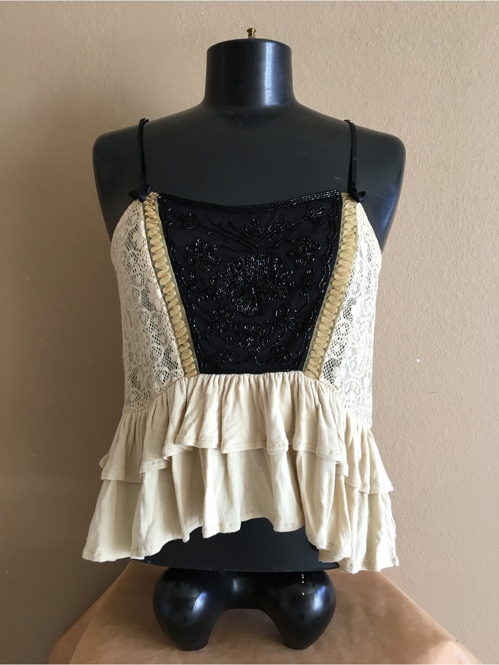 GORGEOUS BLACK BEADED TOP (Small)